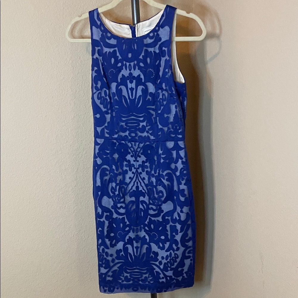 Elegant Blue Patterned Sleeveless Dress